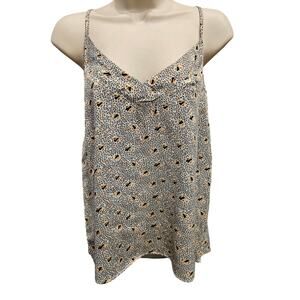 Floreat Anthropologie size S floral tank summer viscose EUC blue v neck casual